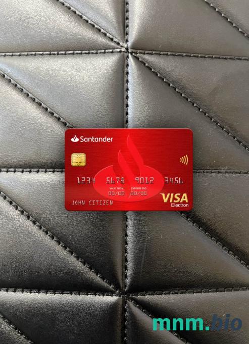 Spain Santander bank visa karta elektronowa wygląd fotograficzny skan PSD + zdjęcie